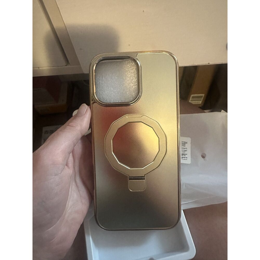 RIASOLIN iPhone 16 Pro Max (6.9") Gold Case with Built-In Kickstand
